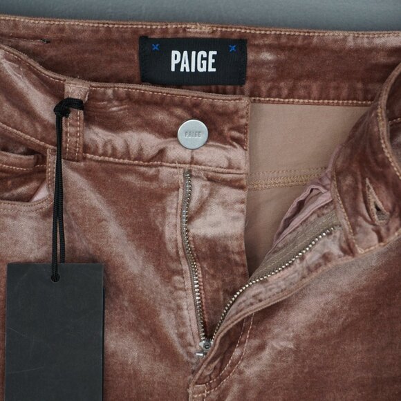 Paige Cindy Velvet Straight Leg Twisted Seam Pants in Warm Suede size 23 - Picture 14 of 16